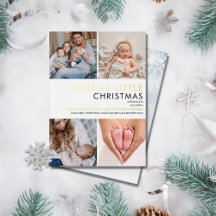クリスマス 写真 出生のお知らせ ゴールド箔 カード