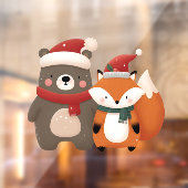 クリスマス/冬かわいいクマ&キツネ ウィンドウサイン (シート2)