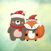 クリスマス/冬かわいいクマ&キツネ ウィンドウサイン (シート3)