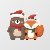 クリスマス/冬かわいいクマ&キツネ ウィンドウサイン (シート)