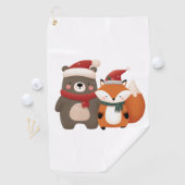 クリスマス/冬かわいいクマ&キツネ ゴルフタオル (インサイチュ)