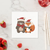 クリスマス/冬かわいいクマ&キツネ スタンダードカクテルナプキン (インサイチュ)