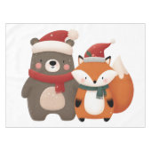 クリスマス/冬かわいいクマ&キツネ テーブルクロス (正面(横))