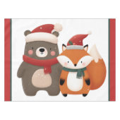クリスマス/冬かわいいクマ&キツネ テーブルクロス (正面(横))