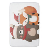クリスマス/冬かわいいクマ&キツネ バスマット (正面縦)
