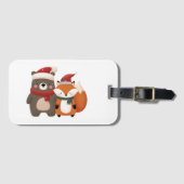 クリスマス/冬かわいいクマ&キツネ ラゲッジタグ (正面横)
