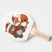 クリスマス/冬かわいいクマ&キツネ 卓球ラケット (横)