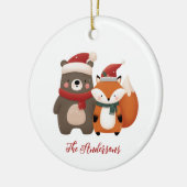 クリスマス/冬のかわいいクマとキツネ セラミックオーナメント (左)