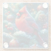 クリスマス/冬のカーディナル ガラスコースター (裏面)