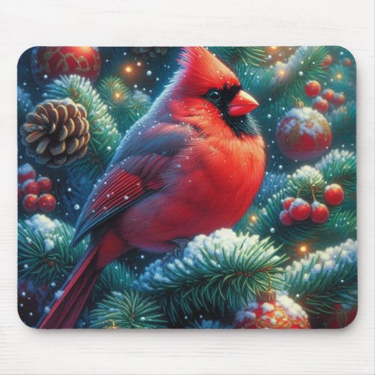 クリスマス/冬のカーディナル マウスパッド (正面)