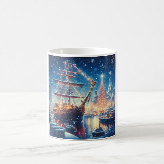 クリスマス/冬のドッキング船 コーヒーマグカップ (中央)