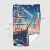 クリスマス/冬のドッキング船 ゴルフタオル (インサイチュ)