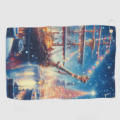 クリスマス/冬のドッキング船 ゴルフタオル (横)