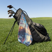 クリスマス/冬のドッキング船 ゴルフタオル (グリーン)