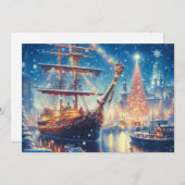 クリスマス/冬のドッキング船 シーズンカード (正面/裏面)