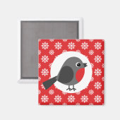 クリスマス/冬のロビン雪の結晶レッド マグネット (正面/裏面)