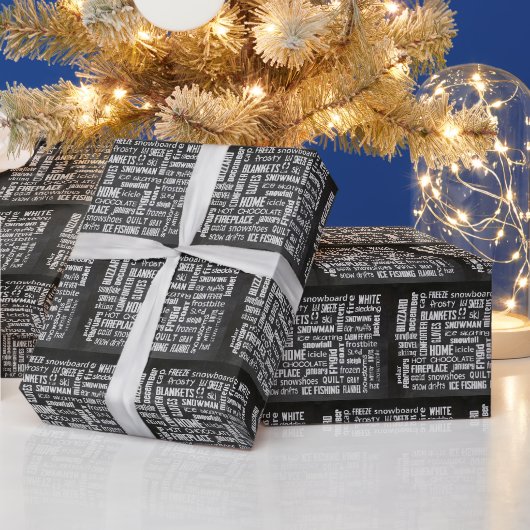 クリスマス 冬のワードクラウド ラッピングペーパー (クリスマス)