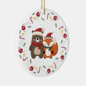 クリスマス/冬の可愛いクマ&キツネ セラミックオーナメント (右)