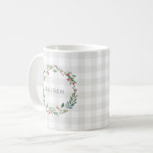 クリスマス 冬の実のリース 名前入り コーヒーマグカップ (正面左)