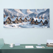 クリスマス 冬の村 背景 6フィート 横断幕 (トレードショー)