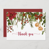 クリスマス、冬の果実、クリスマスホリーありがとう サンキューカード (正面/裏面)