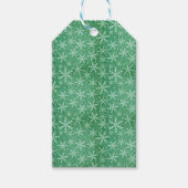 クリスマス 冬の雪 雪の結晶が降る 緑 ギフトタグ (正面)