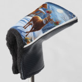 クリスマス/冬の鹿のロッジ ゴルフヘッドカバー (3/4 正面)