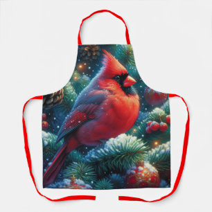 クリスマス/冬の（鳥）ショウジョウコウカンチョウ エプロン