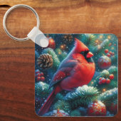 クリスマス/冬の(鳥)ショウジョウコウカンチョウ キーホルダー (正面)