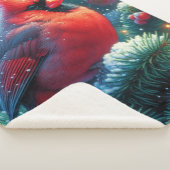 クリスマス/冬の（鳥）ショウジョウコウカンチョウ シェルパブランケット (3/4)