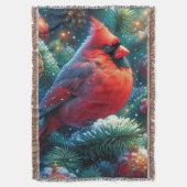 クリスマス/冬の（鳥）ショウジョウコウカンチョウ スローブランケット (正面縦)