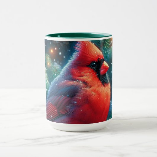 クリスマス/冬の(鳥)ショウジョウコウカンチョウ マグカップ (中央)