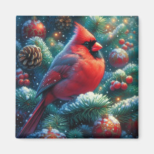 クリスマス/冬の（鳥）ショウジョウコウカンチョウ マグネット
