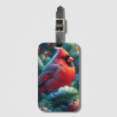 クリスマス/冬の(鳥)ショウジョウコウカンチョウ ラゲッジタグ (正面縦)