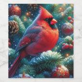 クリスマス/冬の（鳥）ショウジョウコウカンチョウ ワインラベル (シングルラベル)