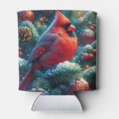 クリスマス/冬の（鳥）ショウジョウコウカンチョウ 缶クーラー (裏面)