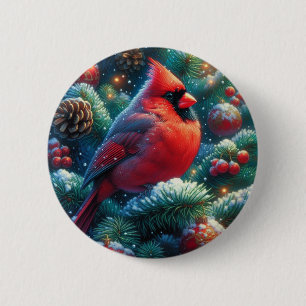 クリスマス/冬の（鳥）ショウジョウコウカンチョウ 缶バッジ
