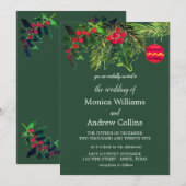 クリスマス　冬　松の木　水彩　ウェディング 招待状 (正面/裏面)