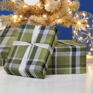 クリスマス 冬 緑 バッファロー プラッド ホリデー ラッピングペーパー