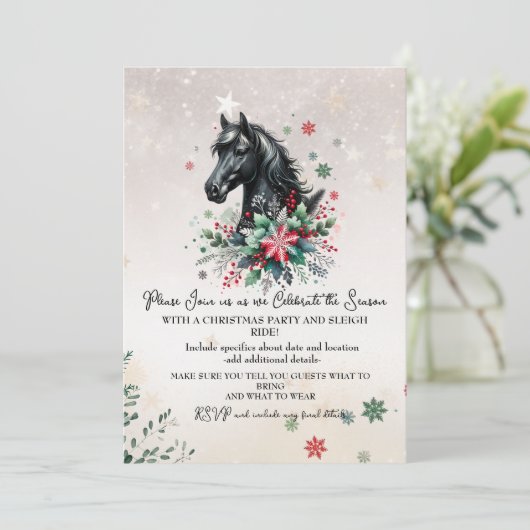 クリスマス 冬 馬 花 招待状 (スタンド正面)