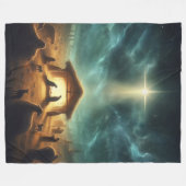 クリスマス/出生/イエス フリースブランケット (正面(横))