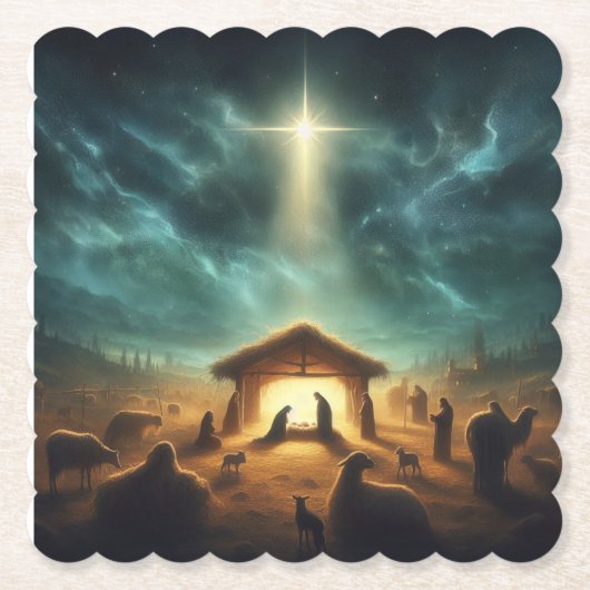 クリスマス/出生/イエス ペーパーコースター (正面)