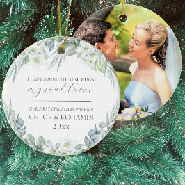 クリスマス 初めての結婚記念の写真 クリスチャン セラミックオーナメント