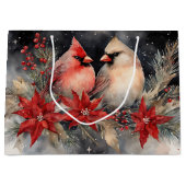 クリスマス – 印象的な深紅色 ラージペーパーバッグ (正面)