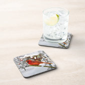 クリスマス、基本的な鳥、雪、コルクのコースター コースター (右側)