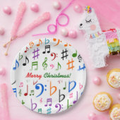 クリスマス; 多くのカラフルな音楽ノートおよび記号 ペーパープレート (パーティー)