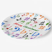 クリスマス; 多くのカラフルな音楽ノートおよび記号 ペーパープレート (アングル)