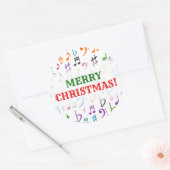 クリスマス；多くのカラフル音楽ノートとシンボル ラウンドシール (封筒)