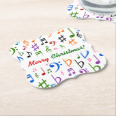 クリスマス;多くのカラフル音符と記号 ペーパーコースター (アングル)