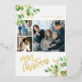 クリスマス 多写真 ボタンカル フォリア 箔シーズンカード (正面)